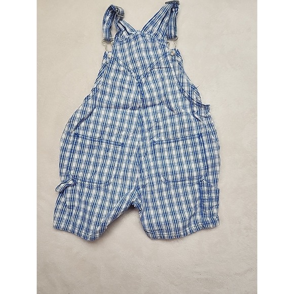 Children's Place Denim Blue/White Checkered Short Overalls Size 24 Month - Picture 7 of 7